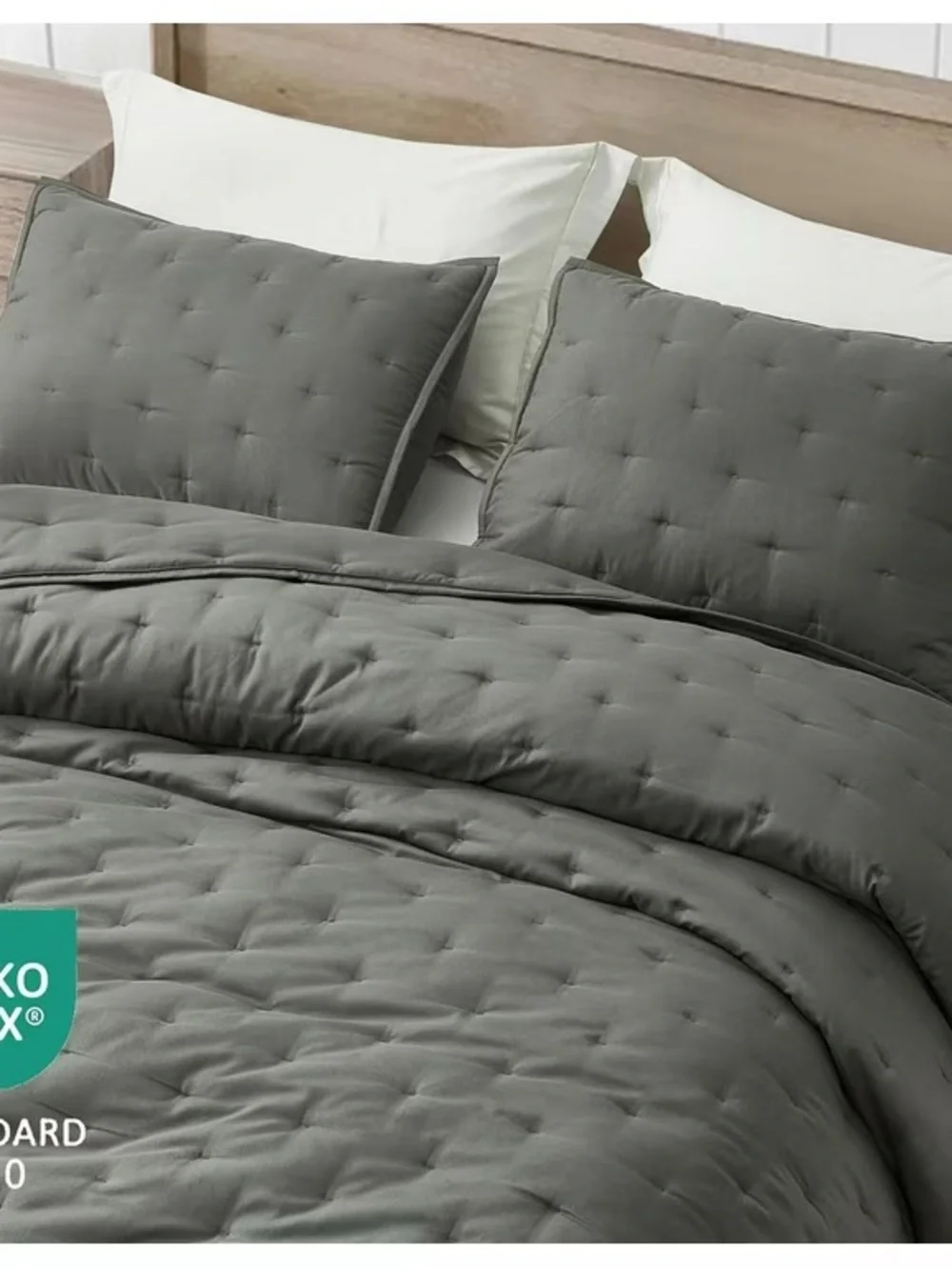 Gray Quilted oversized king 3 piece quilt Set